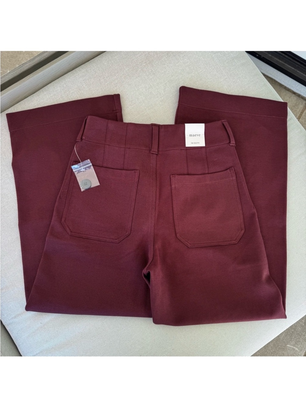 Anthropologie The Colette Knit Crop Wide-Leg Pants Burgundy 26 - Picture 6 of 8